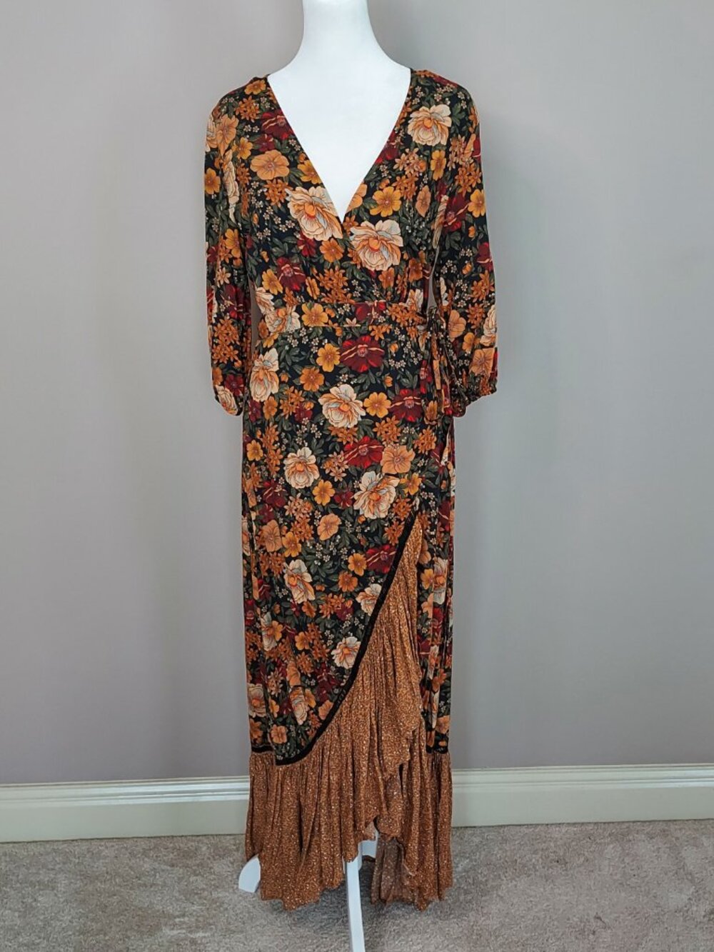 Anthropologie x Farm Rio Madrid Wrap Maxi Dress Size XXS Petite - Picture 8 of 12